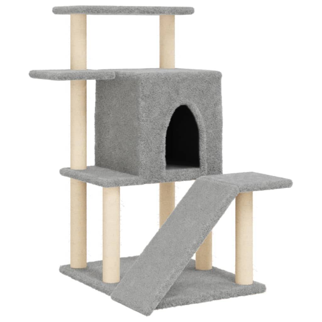 Arbre à chat bois et sisal gris clair 74 x 61 x 97 cm - PANGIVO - Image 2