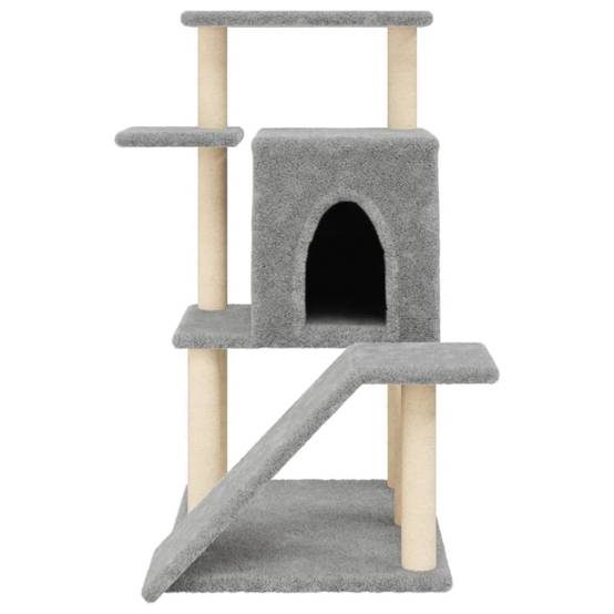 Arbre à chat bois et sisal gris clair 74 x 61 x 97 cm - PANGIVO - Image 4