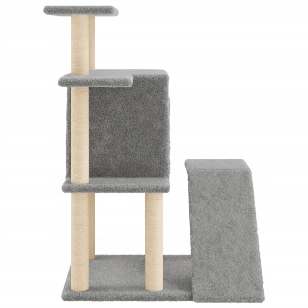 Arbre à chat bois et sisal gris clair 74 x 61 x 97 cm - PANGIVO - Image 5