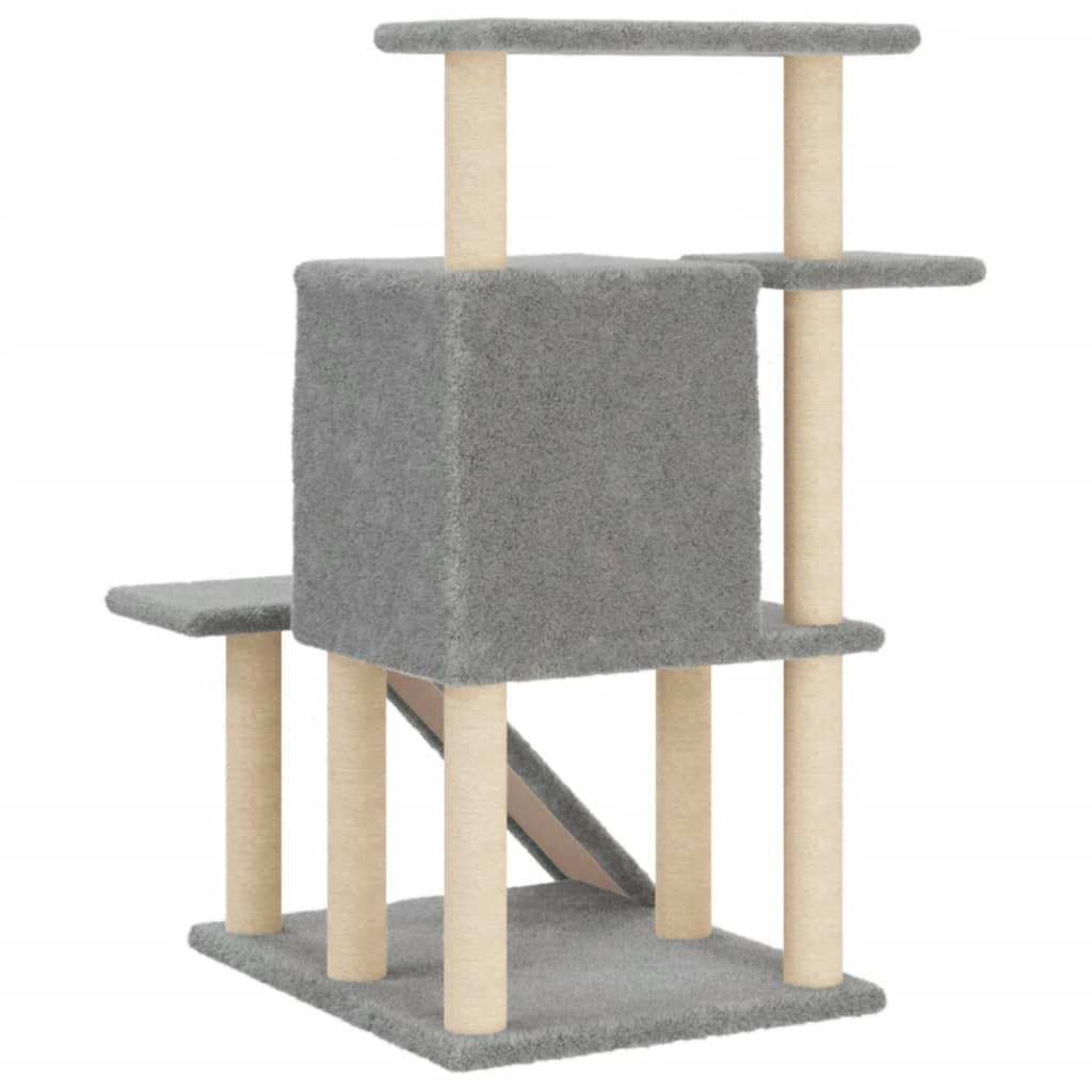 Arbre à chat bois et sisal gris clair 74 x 61 x 97 cm - PANGIVO - Image 6