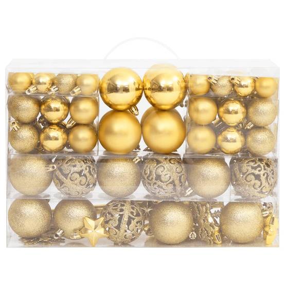 Ensemble de boules de Noël - Ornements de Noël - décorations de Noël 111 pièces doré polystyrène - Image 1