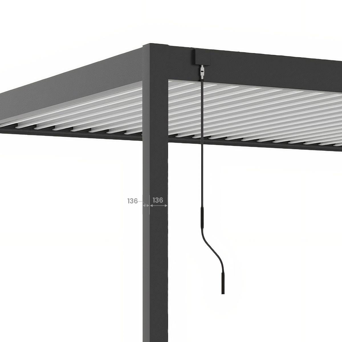 Direct Abris - Pergola Bioclimatique Aluminium Autoportée 32m² - 4x8m - Kit LED Inclus - Anthracite - 50 lames en Aluminium a 120 degrés - Image 6