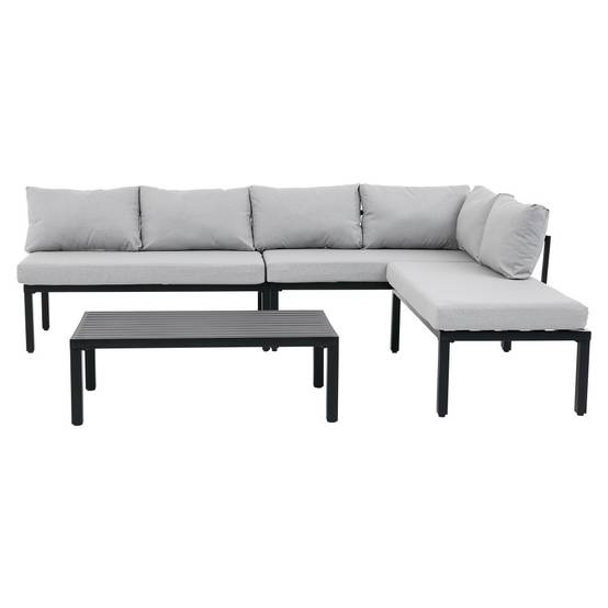 Ensemble de mobilier de jardin, structure en fer galvanisé, 6 places, pieds réglables, dossiers amovibles, gris - Image 5