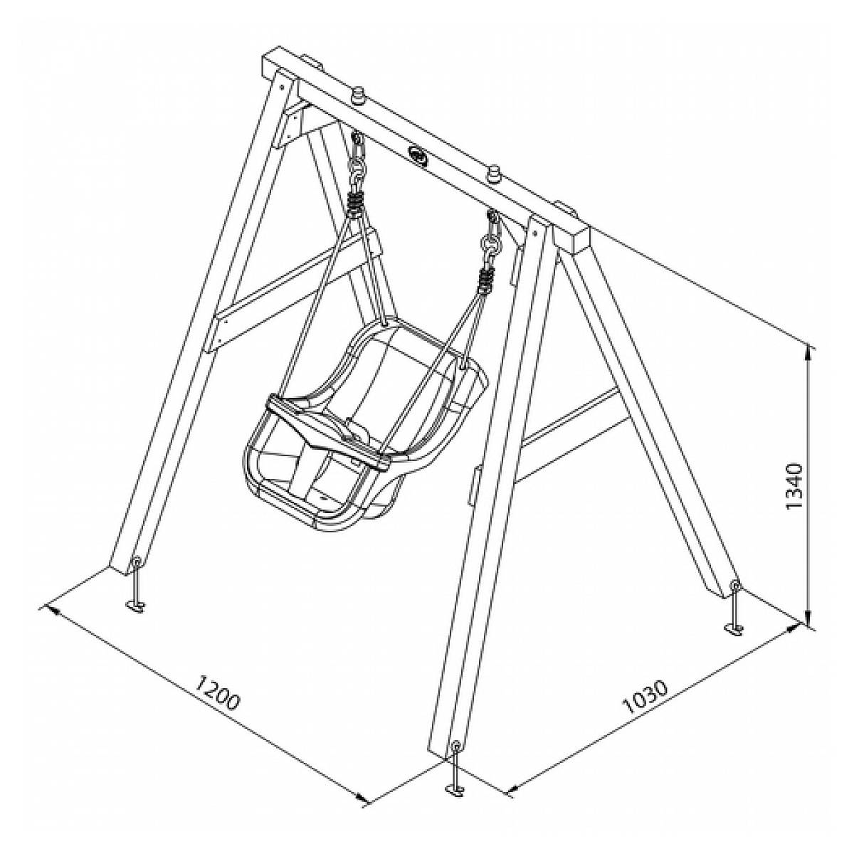 Balançoire pour Bébé AXI en Bois Marron avec Assise Grise et Blanche - Image 4
