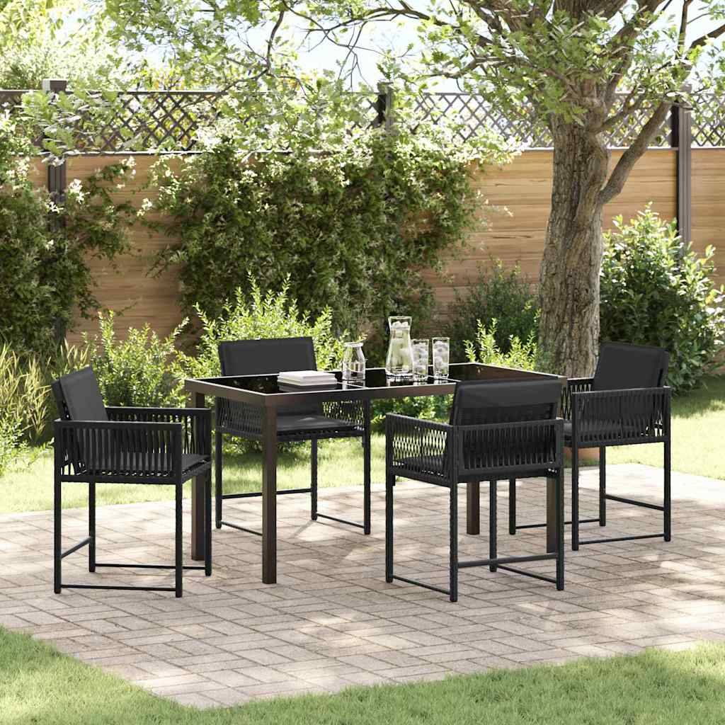 ComfortXL - Table et chaises de jardin pour 4 personnes en polyrotin tressé et verre Noir – ComfortXL Outdoor Living - Image 1