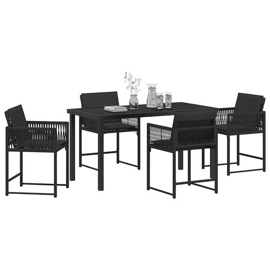 ComfortXL - Table et chaises de jardin pour 4 personnes en polyrotin tressé et verre Noir – ComfortXL Outdoor Living - Image 3