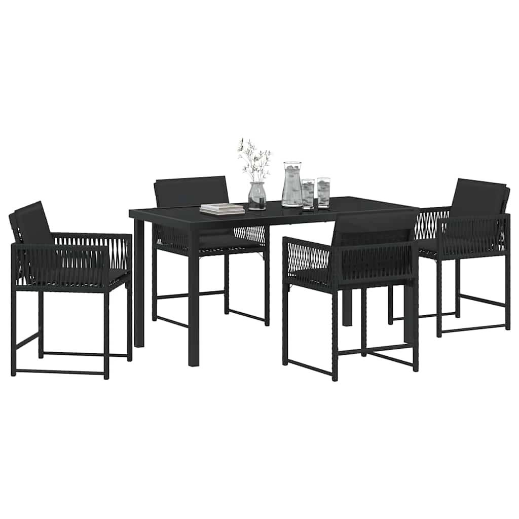 ComfortXL - Table et chaises de jardin pour 4 personnes en polyrotin tressé et verre Noir – ComfortXL Outdoor Living - Image 3