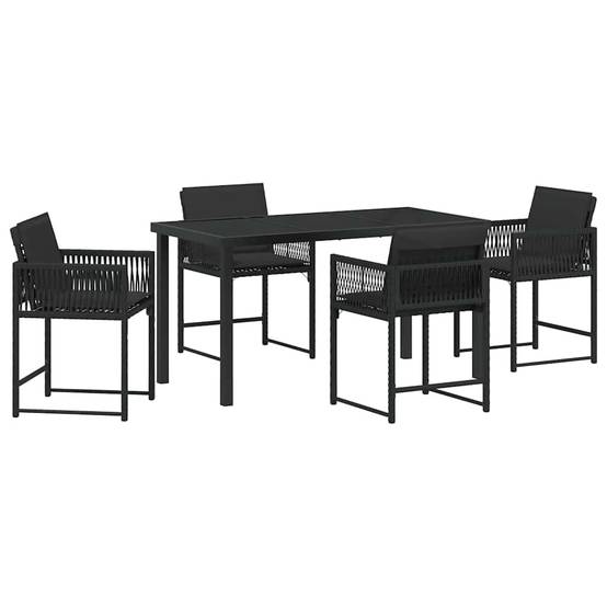ComfortXL - Table et chaises de jardin pour 4 personnes en polyrotin tressé et verre Noir – ComfortXL Outdoor Living - Image 2
