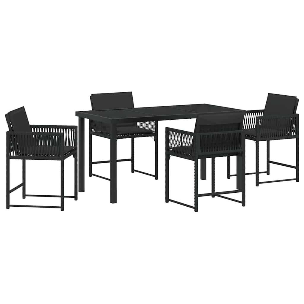 ComfortXL - Table et chaises de jardin pour 4 personnes en polyrotin tressé et verre Noir – ComfortXL Outdoor Living - Image 2