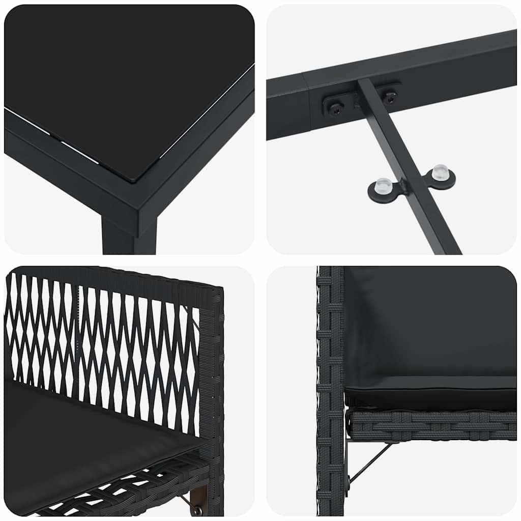 ComfortXL - Table et chaises de jardin pour 4 personnes en polyrotin tressé et verre Noir – ComfortXL Outdoor Living - Image 9