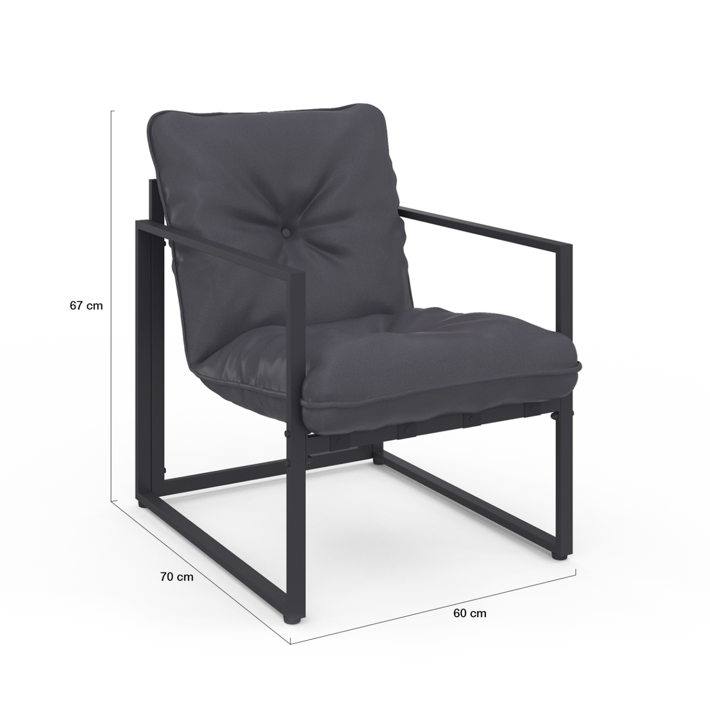 Salon de jardin bas NAIROBI 6 places en acier gris anthracite - Image 4