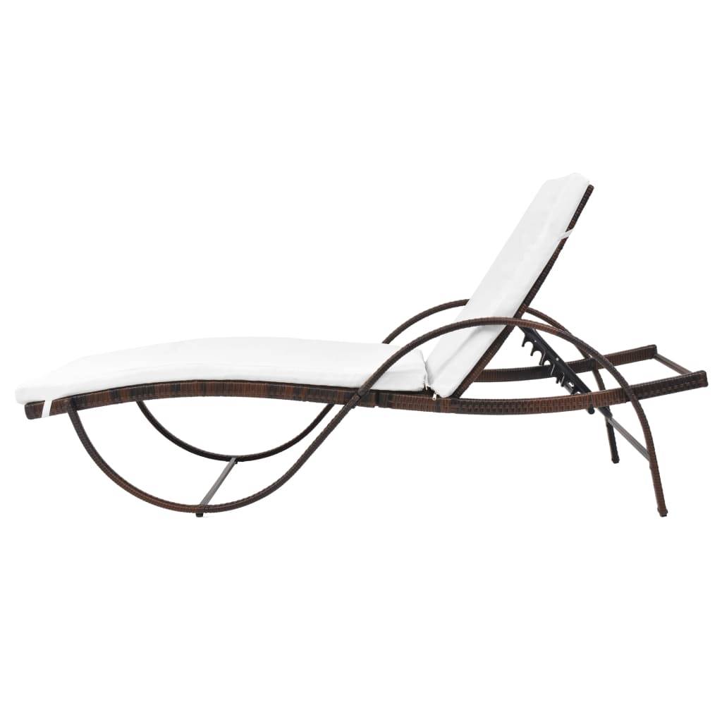 Helloshop26 - Lot de 2 transats chaise longue bain de soleil lit de jardin terrasse meuble d'extérieur avec table résine tressée marron - Image 4