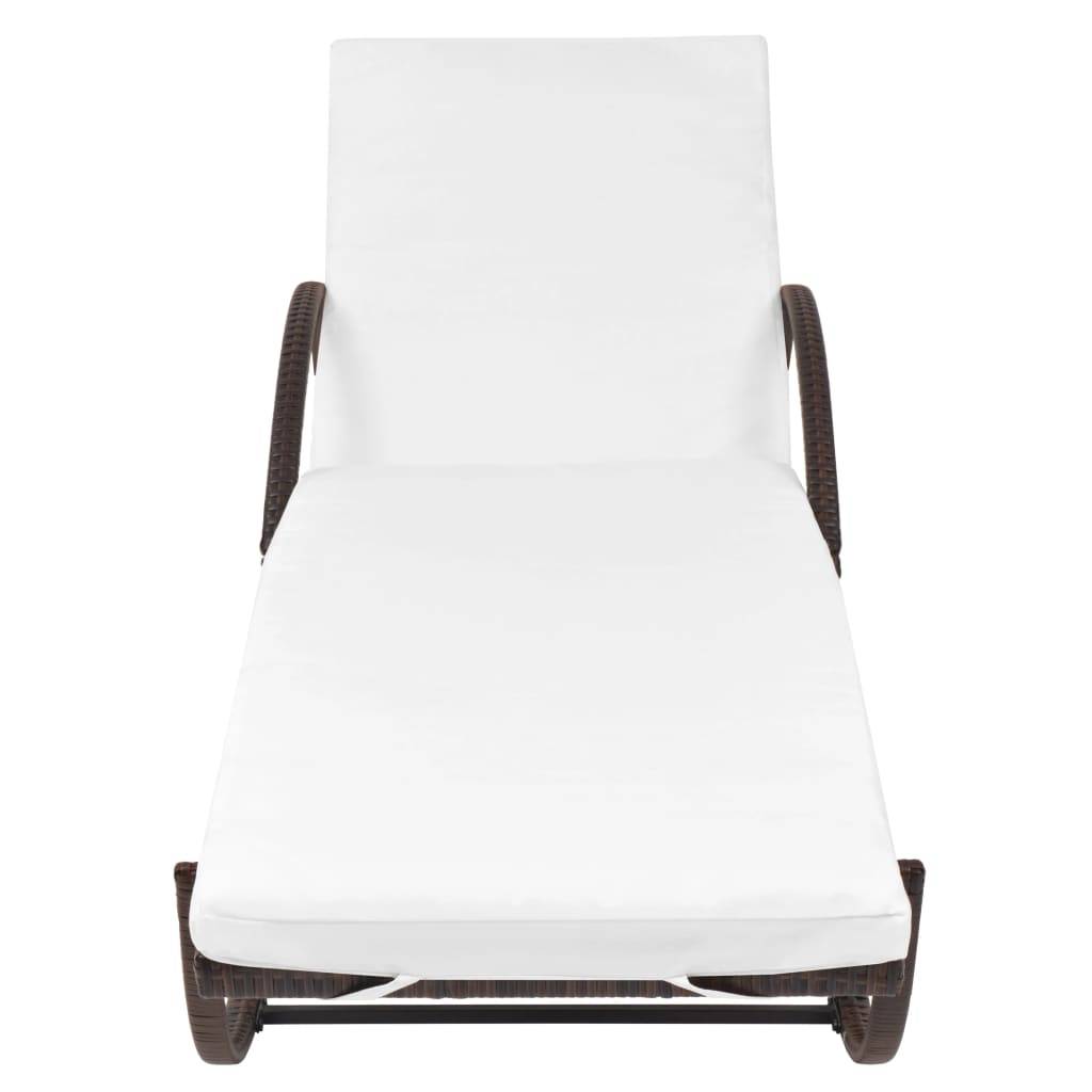 Helloshop26 - Lot de 2 transats chaise longue bain de soleil lit de jardin terrasse meuble d'extérieur avec table résine tressée marron - Image 5