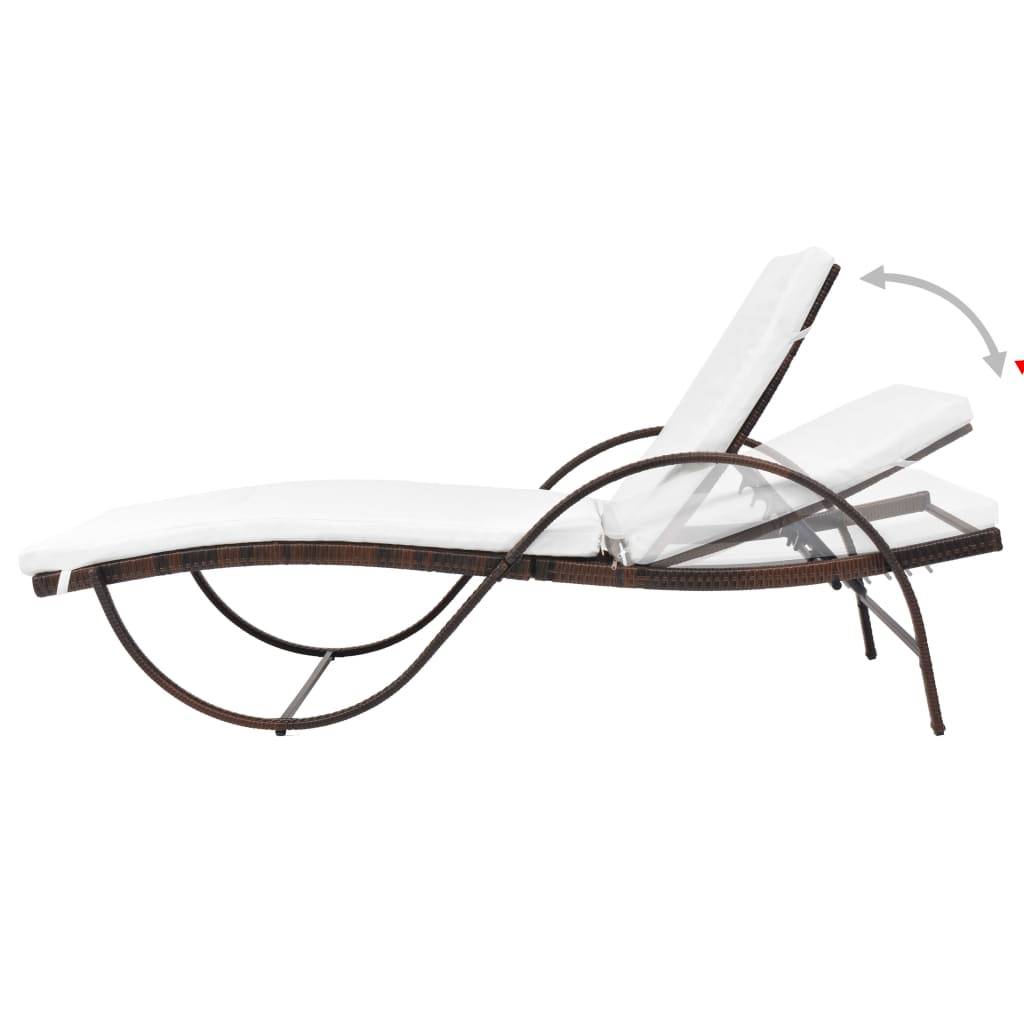 Helloshop26 - Lot de 2 transats chaise longue bain de soleil lit de jardin terrasse meuble d'extérieur avec table résine tressée marron - Image 3