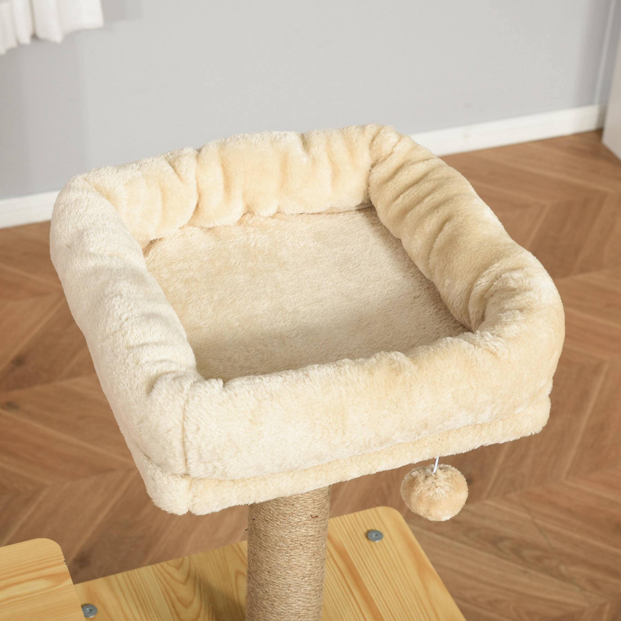 Sans Marque - Arbre à chat tour de jeux pour chat, platesformes, niche, lit, hamac, échelle et griffoirs en jute 60x40x130cm jaune - Image 10