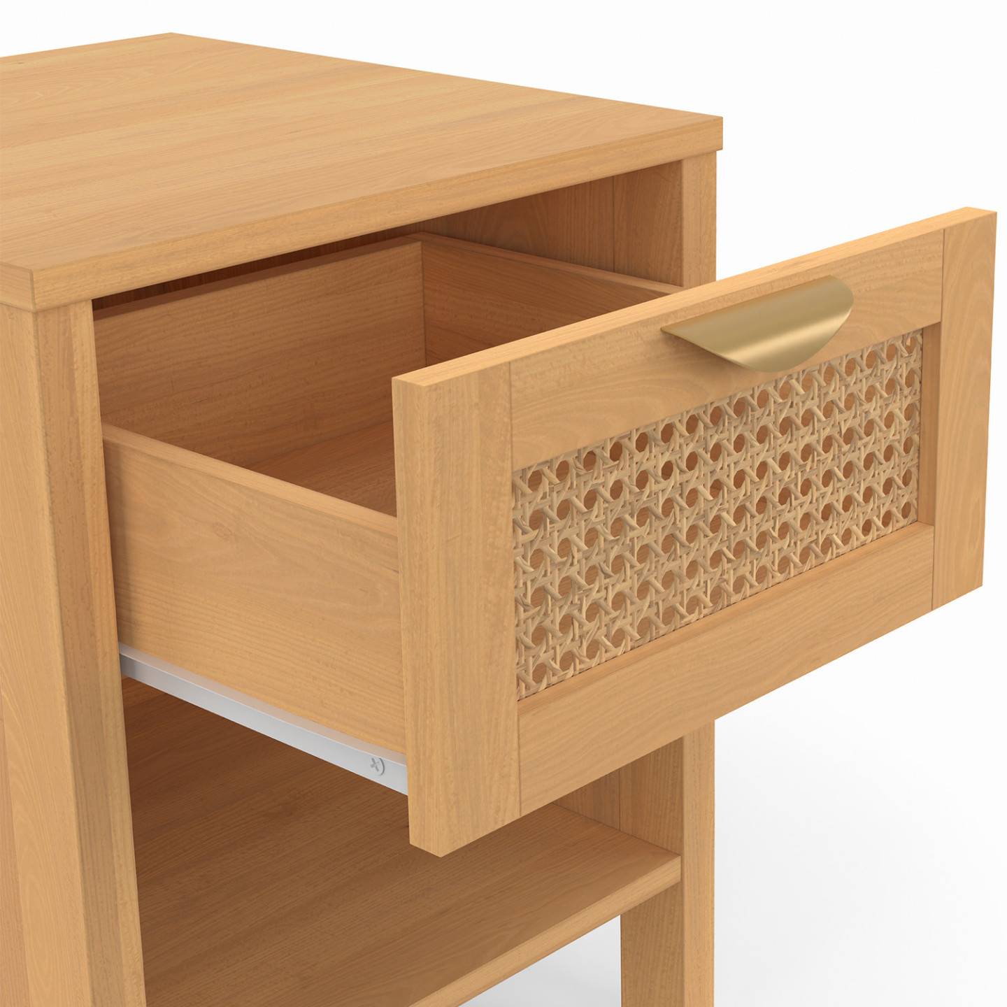 Lot de 2 tables de chevet EDHEN 1 tiroir avec niche cannage et bois - Image 5