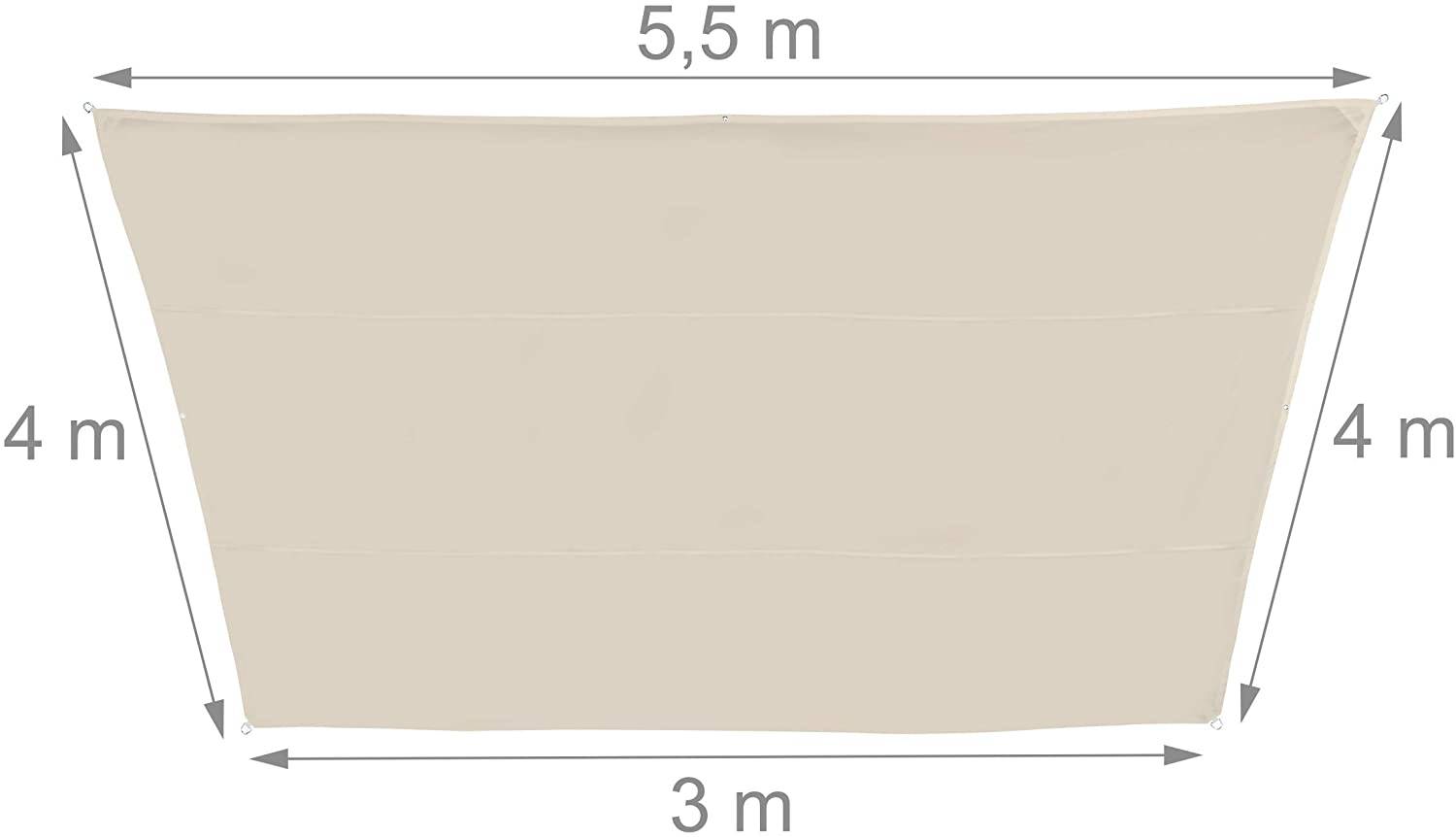 Helloshop26 - Voile d'ombrage trapèze 3 x 5,5 x 4 m beige - Image 2
