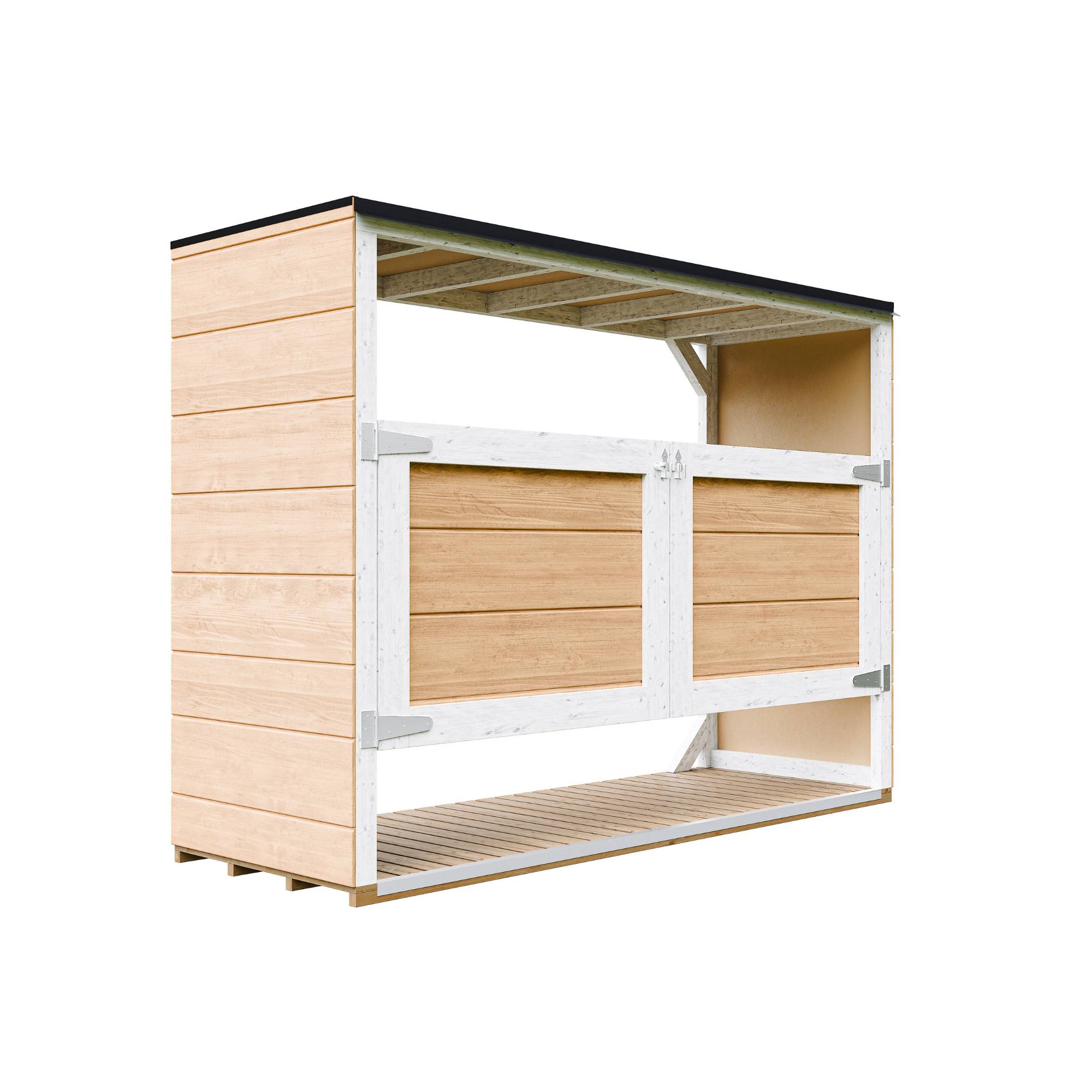Timbela - Abri de jardin pour poubelles, Cache poubelle extérieur 1,62 m² / 3x240L - Timbela M982A-HARVEST HONEY - Image 2