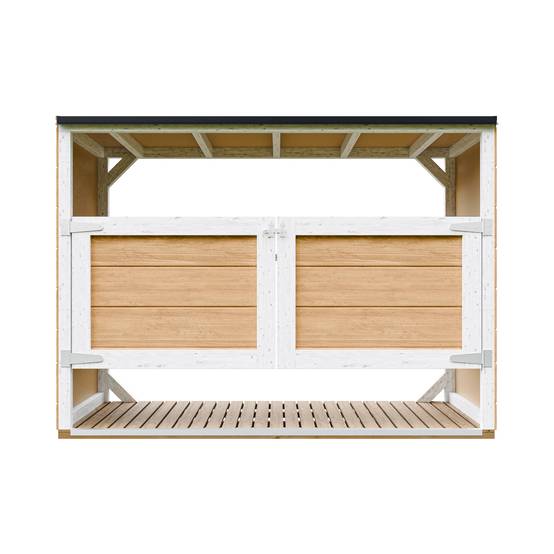 Timbela - Abri de jardin pour poubelles, Cache poubelle extérieur 1,62 m² / 3x240L - Timbela M982A-HARVEST HONEY - Image 1