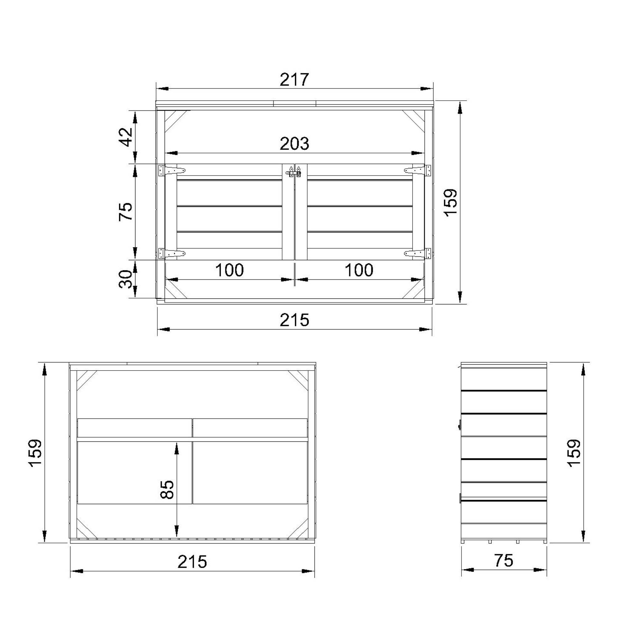 Timbela - Abri de jardin pour poubelles, Cache poubelle extérieur 1,62 m² / 3x240L - Timbela M982A-HARVEST HONEY - Image 5