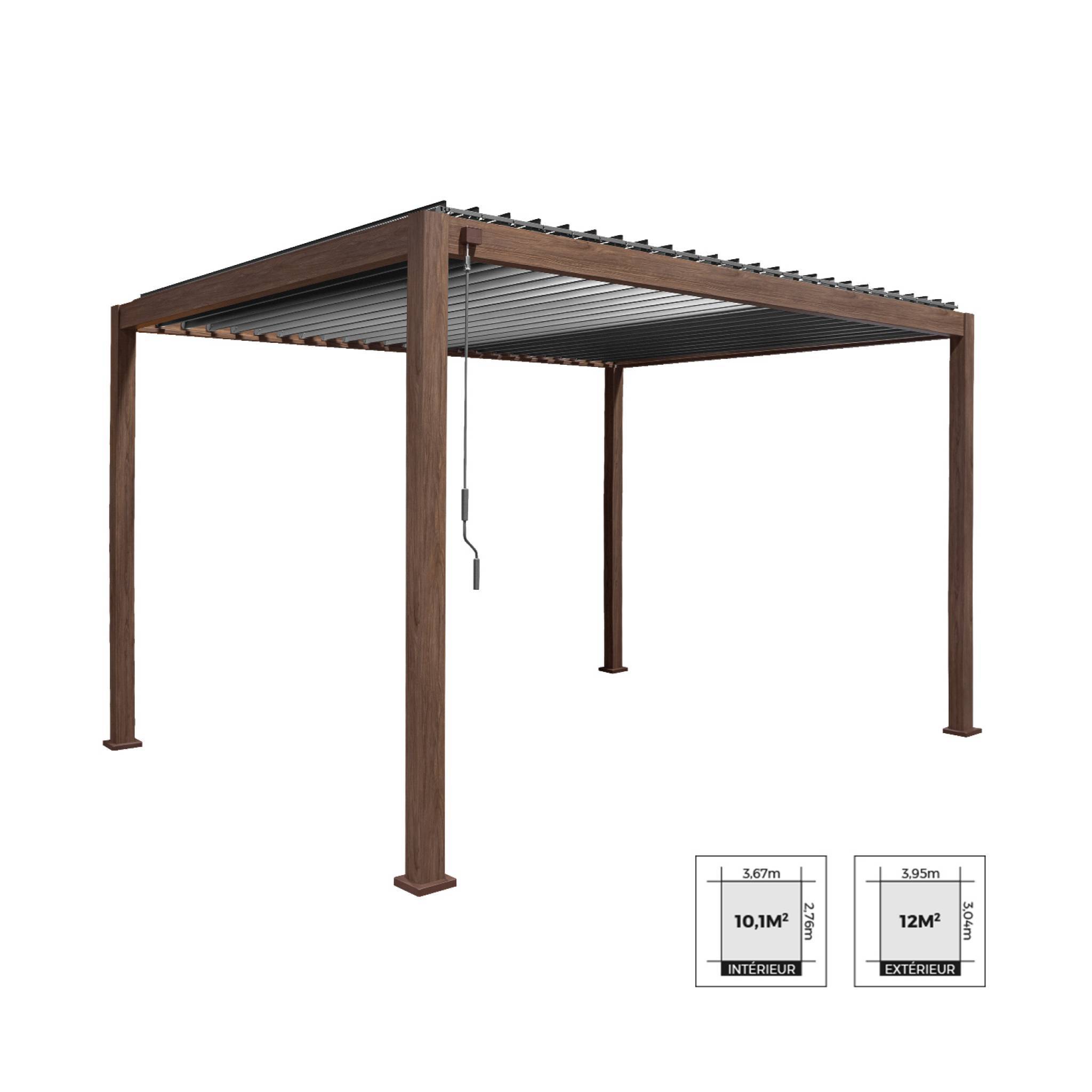 sweeek - Pergola Bioclimatique coloris bois foncé – Triomphe – 3x4m. aluminium. à lames orientables  | sweeek - Image 2