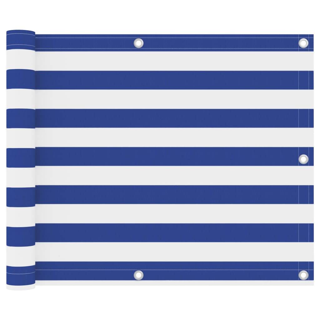 Helloshop26 - Écran de balcon brise pare vue protection confidentialité 75 x 600 cm tissu oxford blanc et bleu - Image 1
