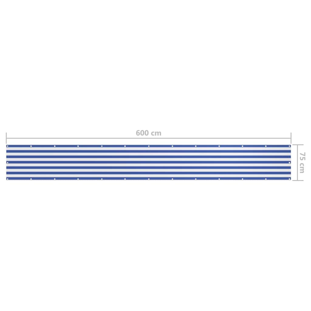 Helloshop26 - Écran de balcon brise pare vue protection confidentialité 75 x 600 cm tissu oxford blanc et bleu - Image 5