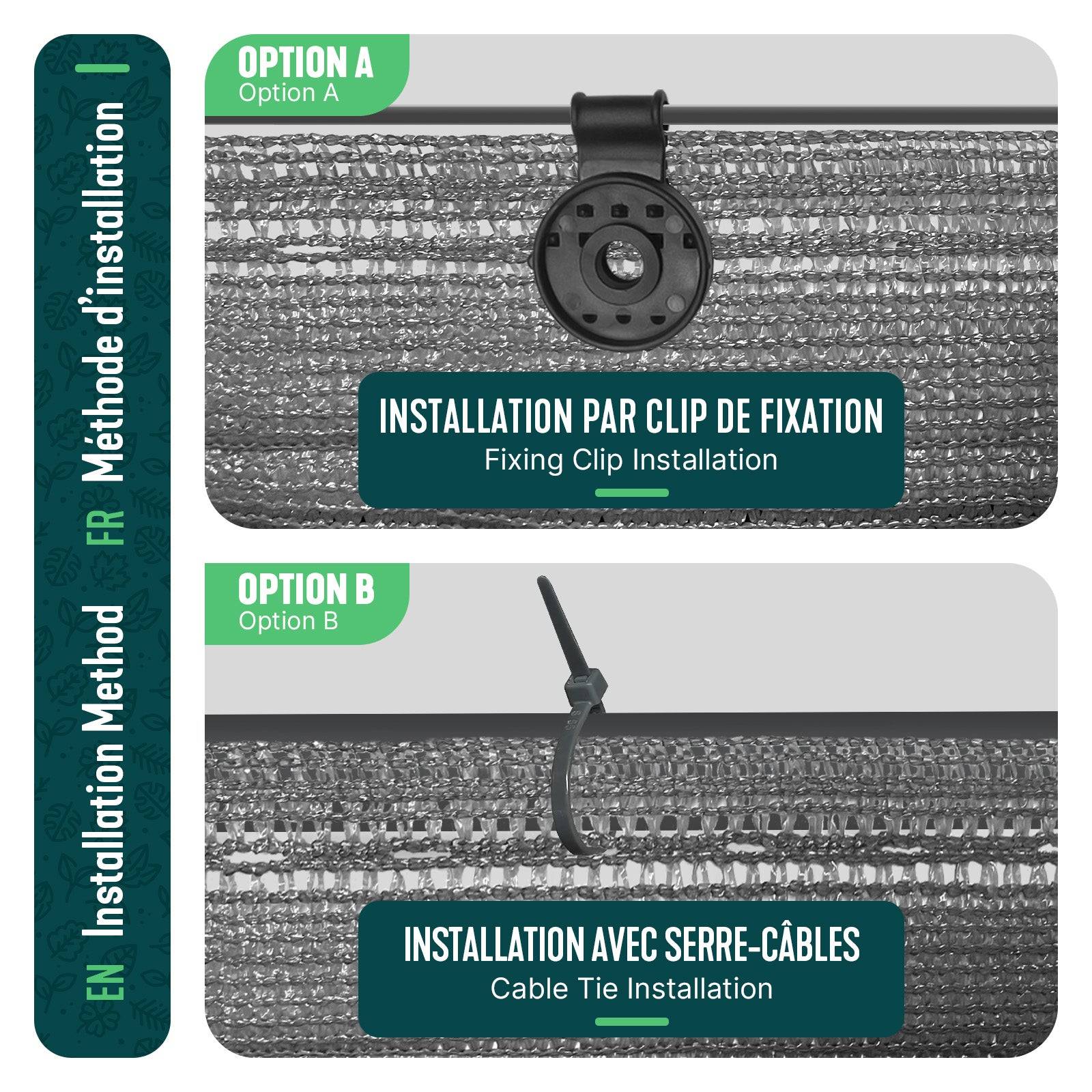 Vounot - Brise vue occultant en HDPE 90g/m² 1.5x20m avec attaches de fixation gris - Image 5