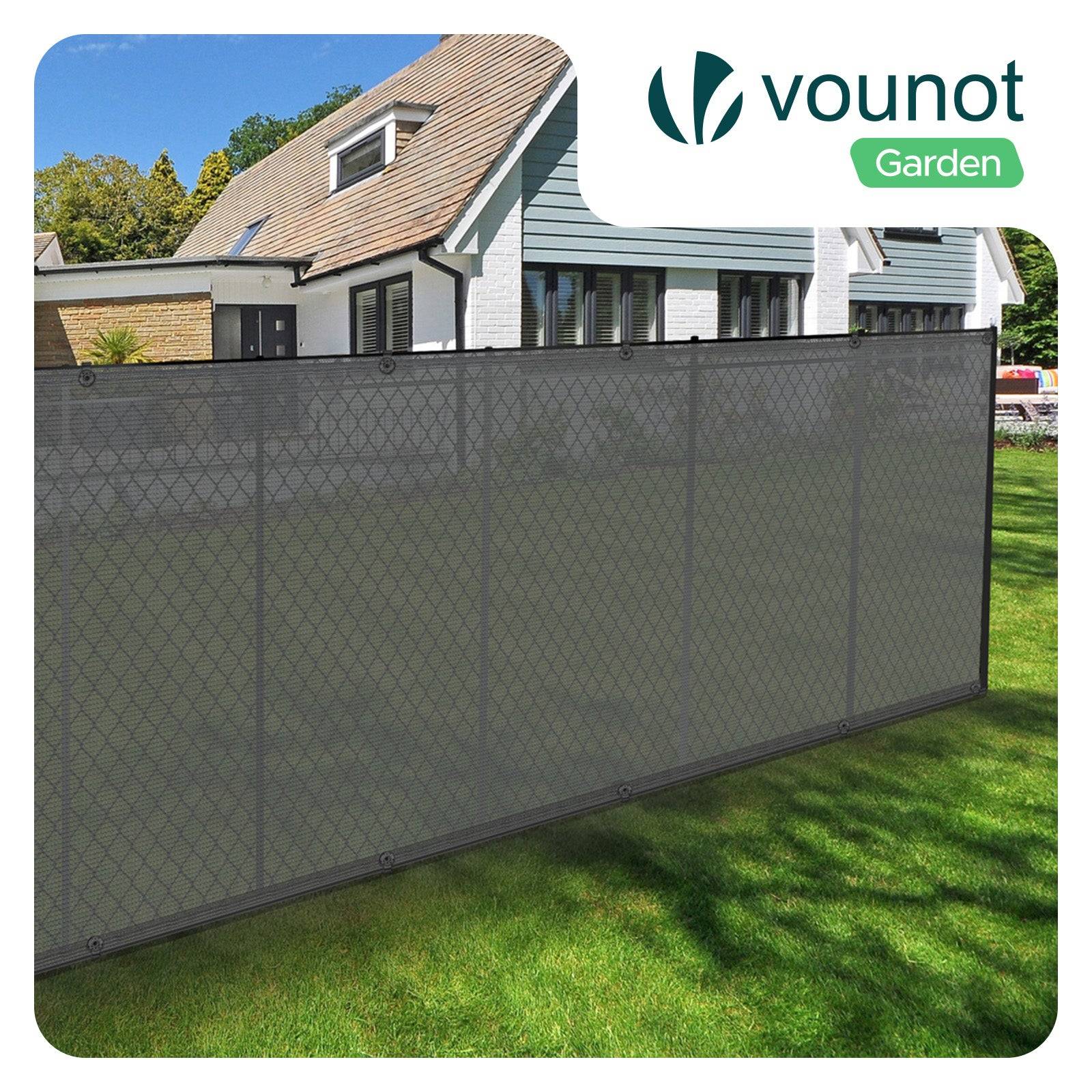 Vounot - Brise vue occultant en HDPE 90g/m² 1.5x20m avec attaches de fixation gris - Image 2