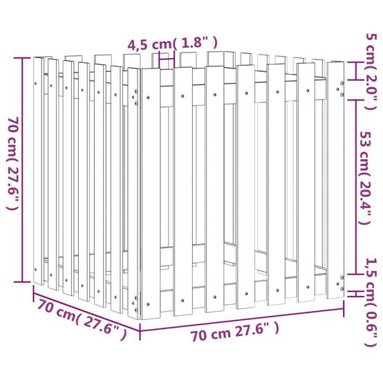 Prolenta Premium - Jardinière bois blanc 70 x 70 x 70 cm - Prolenta premium p334.6 - Image 9
