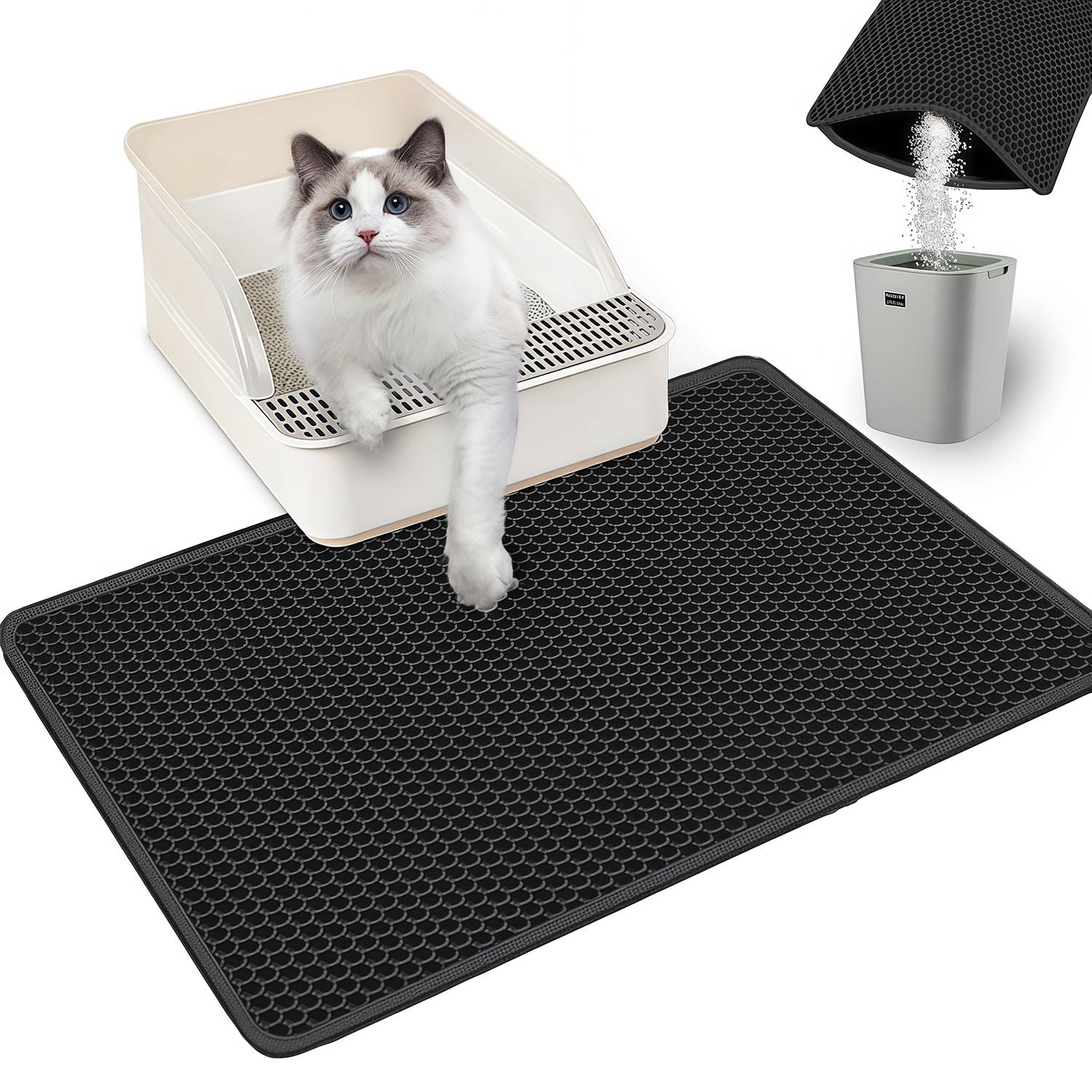 DtopbuyAge - Tapis de Litière pour Chat à Double Couche en Nid d'Abeille - Image 1