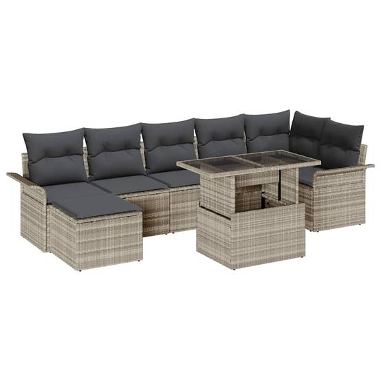 Salon de jardin modulable 8 pcs pour 7 personnes avec pouf Gris clair – ComfortXL Outdoor Living - Image 2