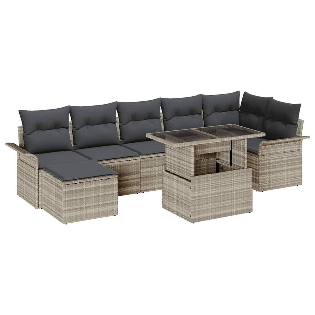 Salon de jardin modulable 8 pcs pour 7 personnes avec pouf Gris clair – ComfortXL Outdoor Living - Image 2