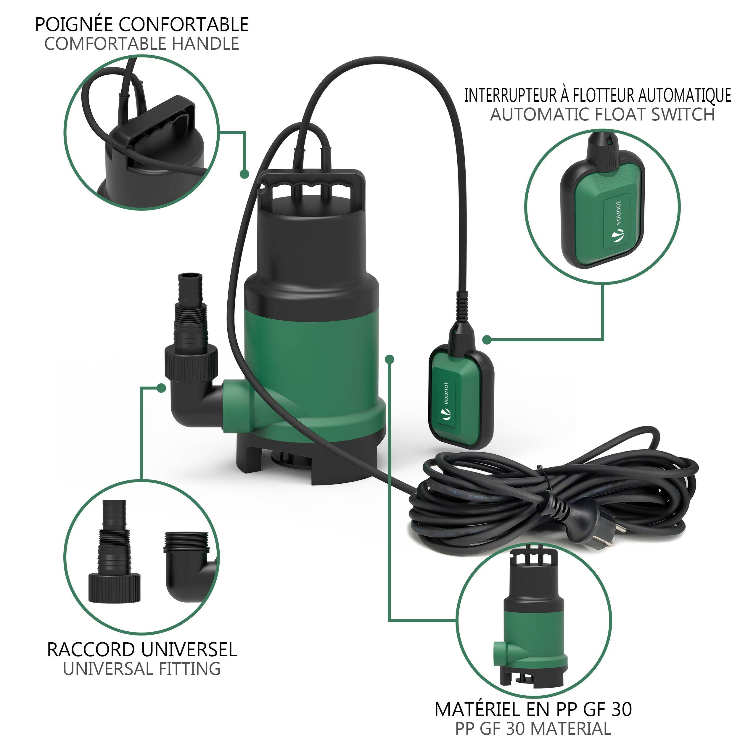 Pompe evacuation pour eaux chargees 14000L/h profondeur 7m - Image 6