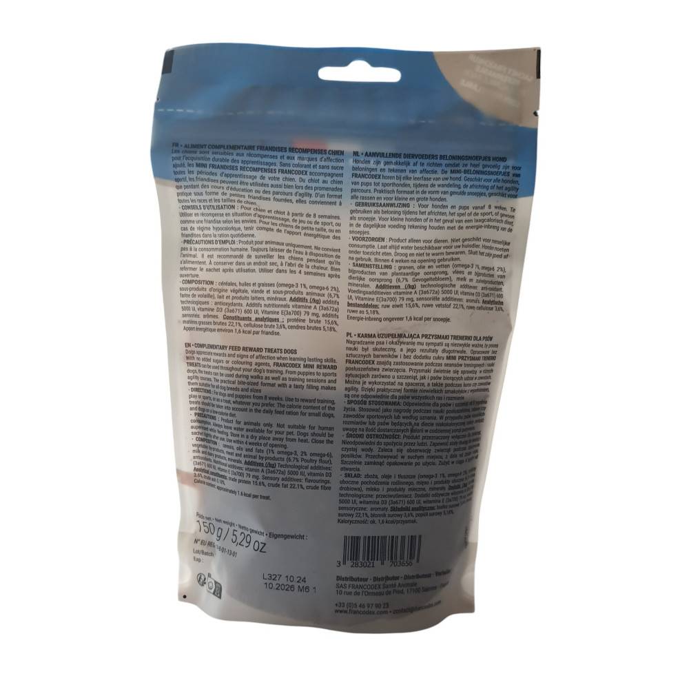 Francodex - Mini friandises récompenses saveur saumon 150 g pour chiens et chiots - Image 3