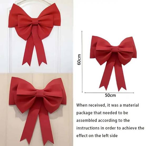 4 pcs Grandes Décorations Nœud Rouge XXL en EVA léger et durable – Déco élégante pour Noël, Mariage, Saint-Valentin, Nouvel An, Maison ou Cadeau - Image 2