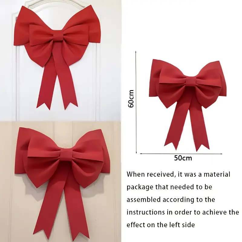4 pcs Grandes Décorations Nœud Rouge XXL en EVA léger et durable – Déco élégante pour Noël, Mariage, Saint-Valentin, Nouvel An, Maison ou Cadeau - Image 2