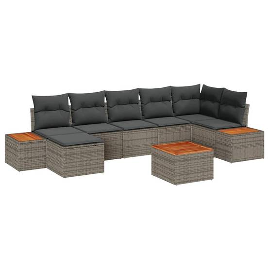 Salon de jardin modulable 8 pcs en polyrotin avec table et coussins Gris – ComfortXL Outdoor Living - Image 2
