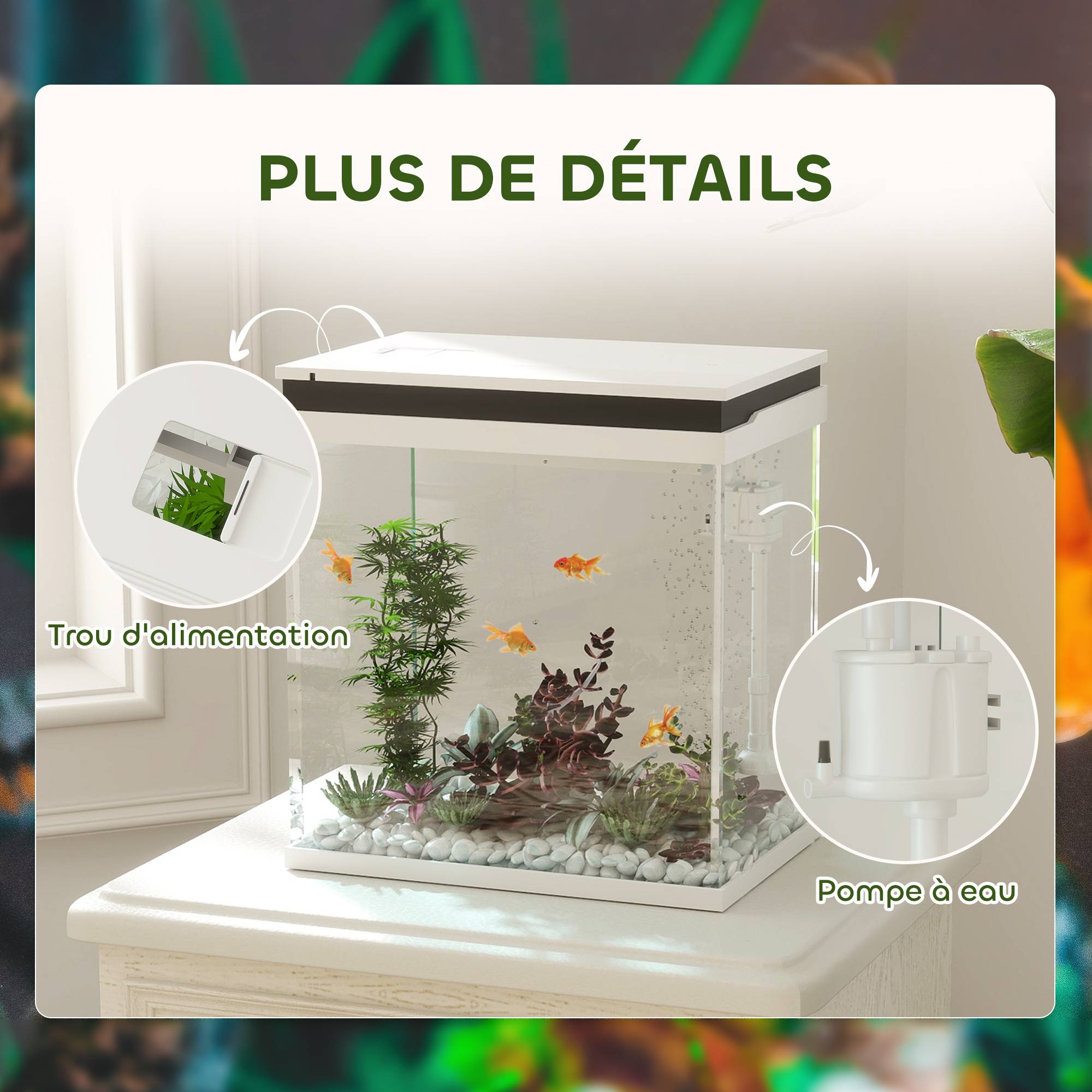 Aquarium complet verre tropical 14L pompe filtration éclairage LED 30x20x33cm blanc - ComfortXL Outdoor Living - Image 9