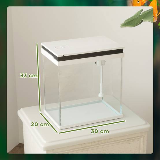 Aquarium complet verre tropical 14L pompe filtration éclairage LED 30x20x33cm blanc - ComfortXL Outdoor Living - Image 5