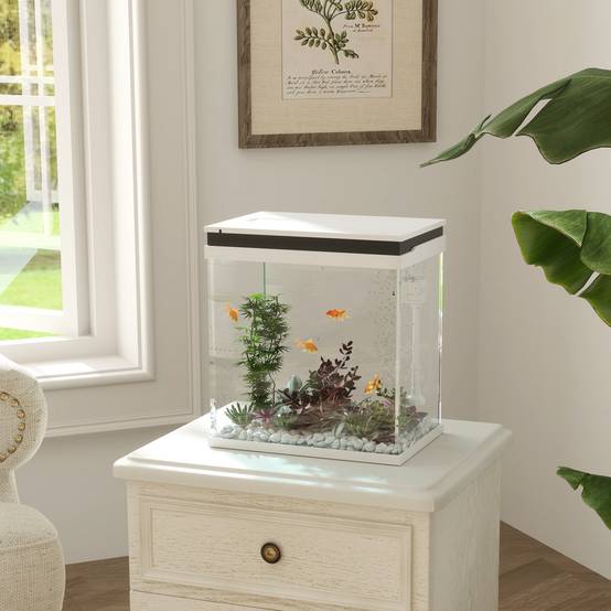 Aquarium complet verre tropical 14L pompe filtration éclairage LED 30x20x33cm blanc - ComfortXL Outdoor Living - Image 3