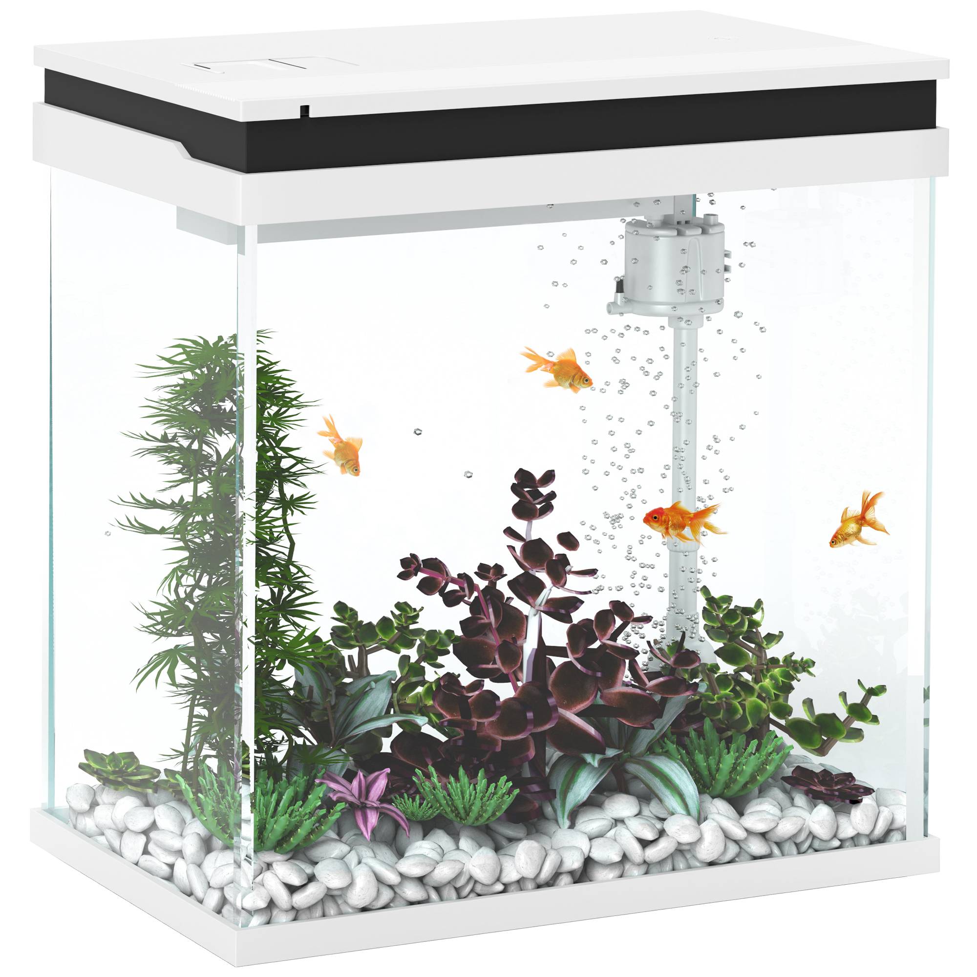 ComfortXL - Aquarium complet verre tropical 14L pompe filtration éclairage LED 30x20x33cm blanc - ComfortXL Outdoor Living