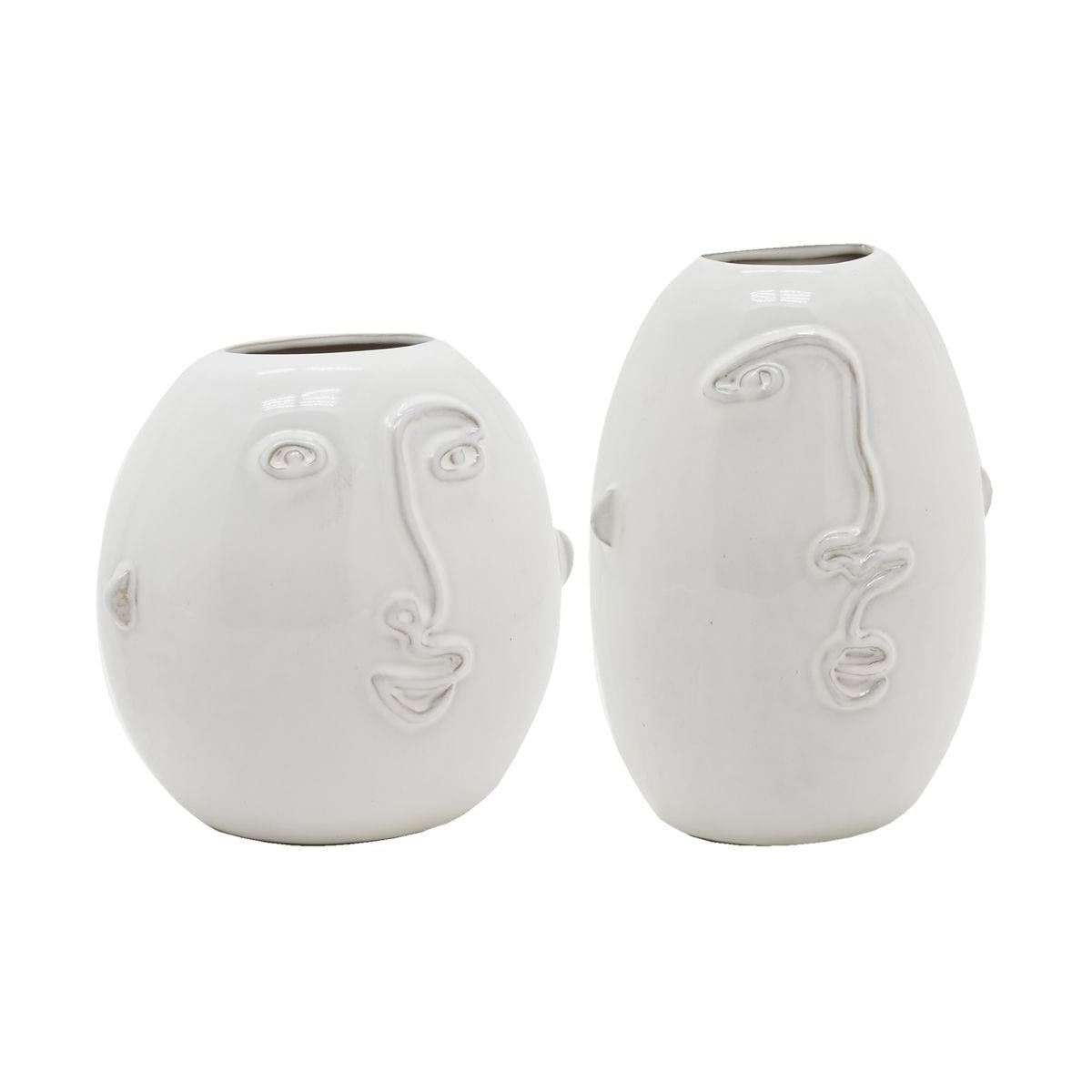 Aubry Gaspard - Vases visage en céramique blanche (Lot de 2) - Image 1