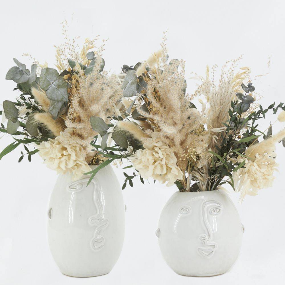 Aubry Gaspard - Vases visage en céramique blanche (Lot de 2) - Image 2