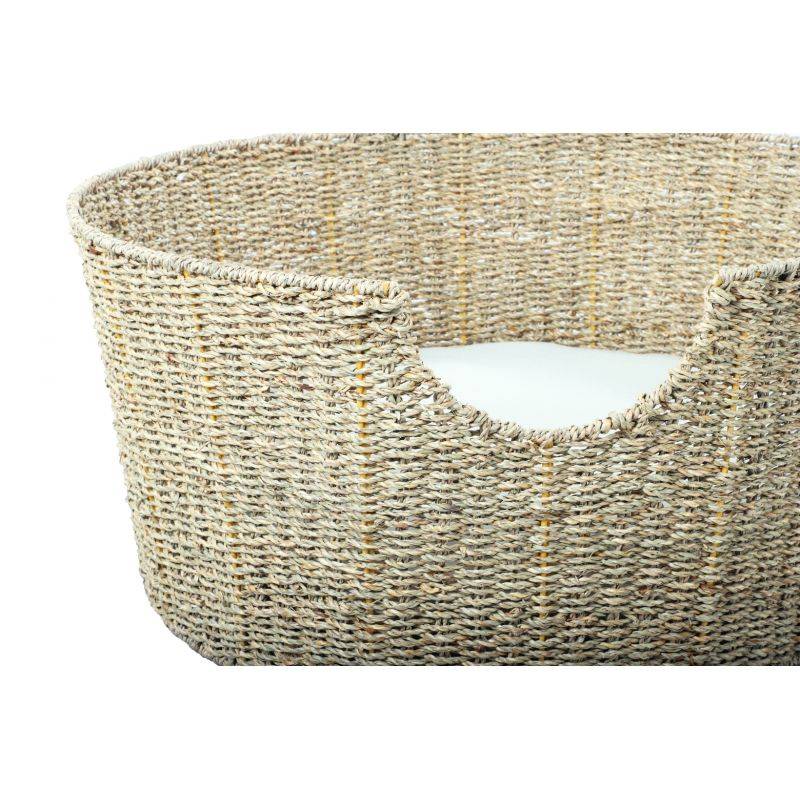 Panier rond ATHENA pour chien et chat en jonc de mer coussin écru Beau Rivage - Image 5
