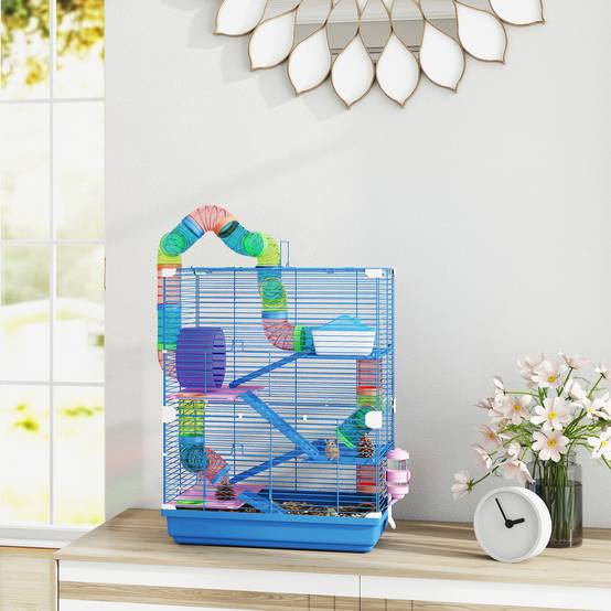 Cage hamster métal pour appartement avec tubes 46x58cm Bleu - ComfortXL Outdoor Living - Image 4