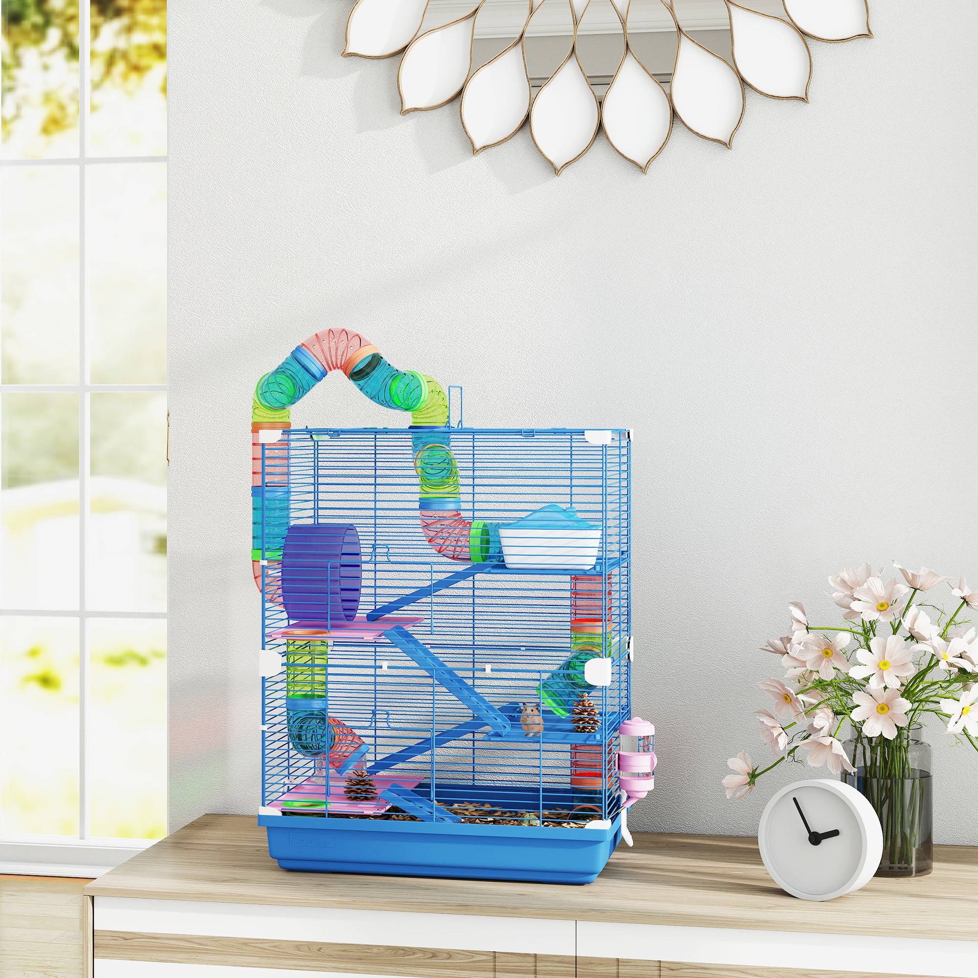 Cage hamster métal pour appartement avec tubes 46x58cm Bleu - ComfortXL Outdoor Living - Image 4