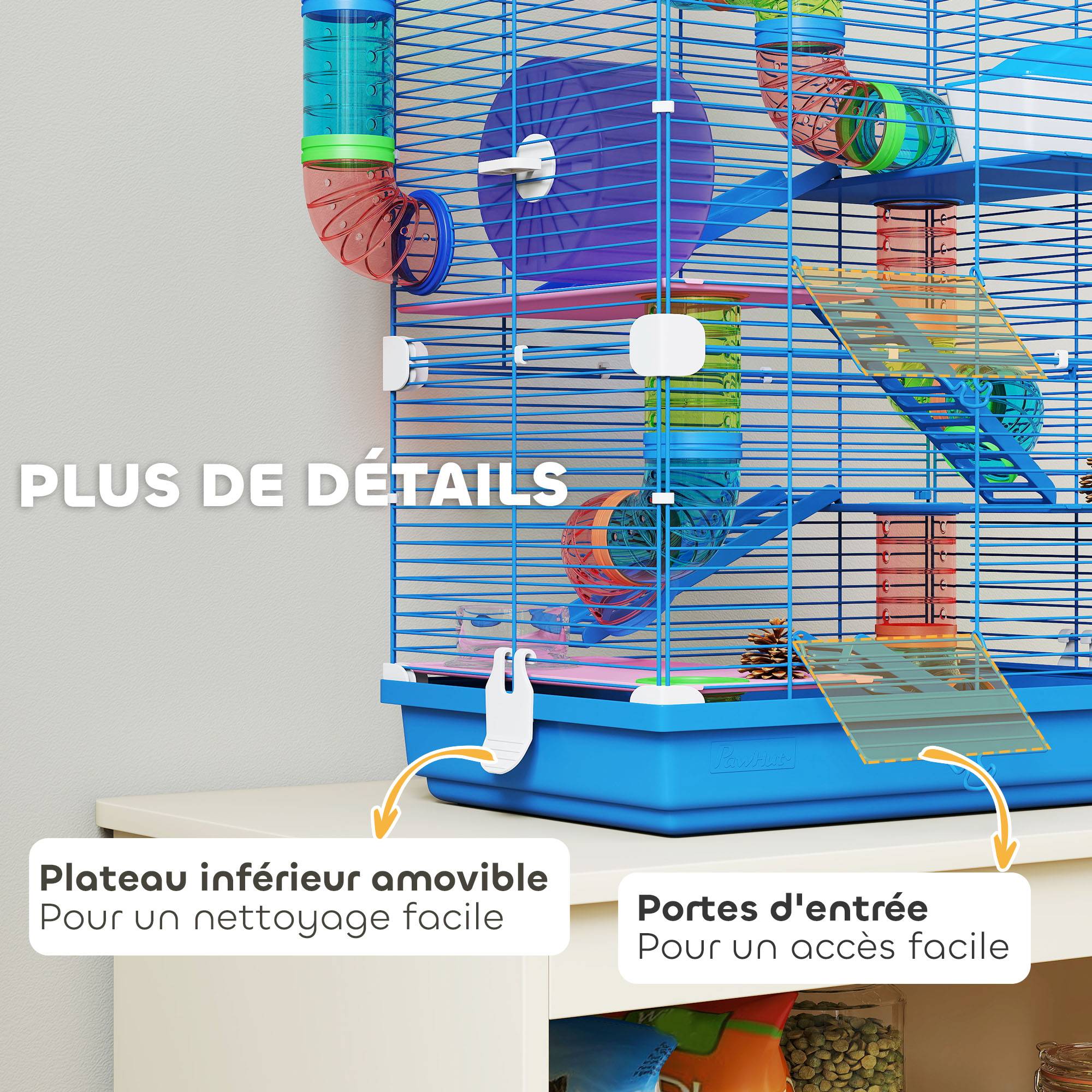 Cage hamster métal pour appartement avec tubes 46x58cm Bleu - ComfortXL Outdoor Living - Image 9