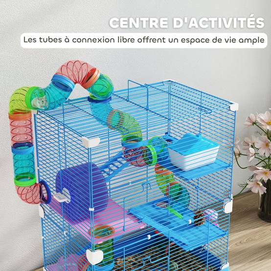 Cage hamster métal pour appartement avec tubes 46x58cm Bleu - ComfortXL Outdoor Living - Image 6