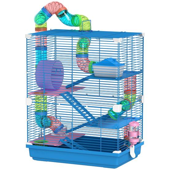 Cage hamster métal pour appartement avec tubes 46x58cm Bleu - ComfortXL Outdoor Living - Image 2
